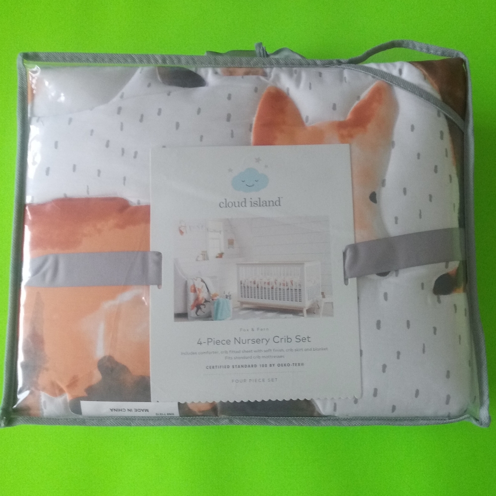 Crib Bedding Set- Cloud Island Orange Fox